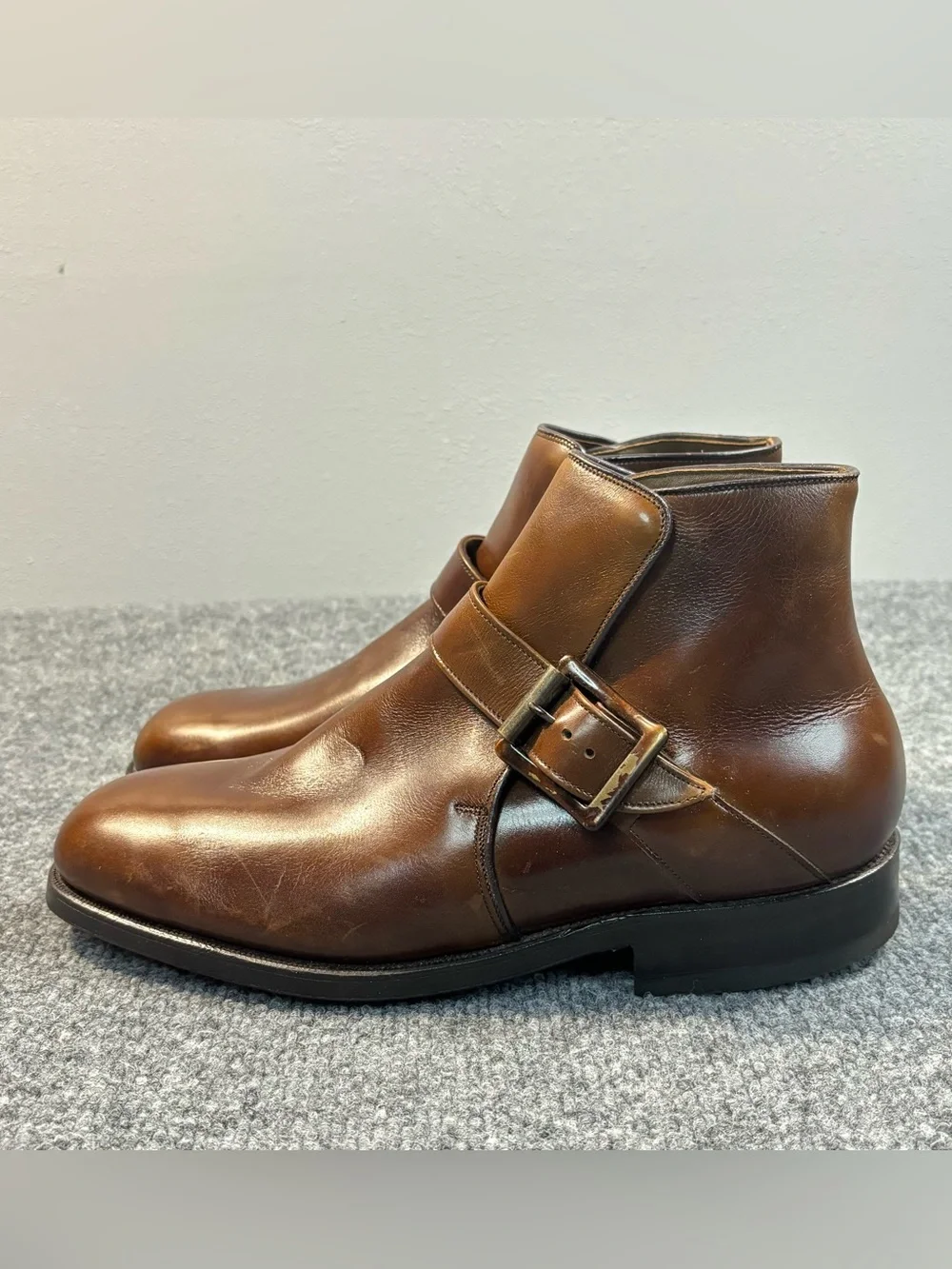 Allen Edmonds Ostendo Jodhpur Boots 7 EEE Brown Leather Monk Strap Ankle Mens